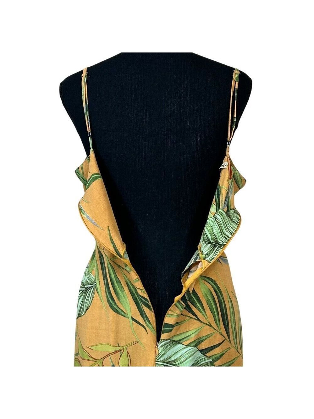 Kauf Mustard Yellow Tropical Sexy Viscose Sundress Size M - Picture 8 of 14